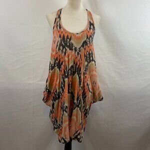 All Saints Spitalfields Dress 10 Beige Tan Orange Trapeze Sleeveless Pockets